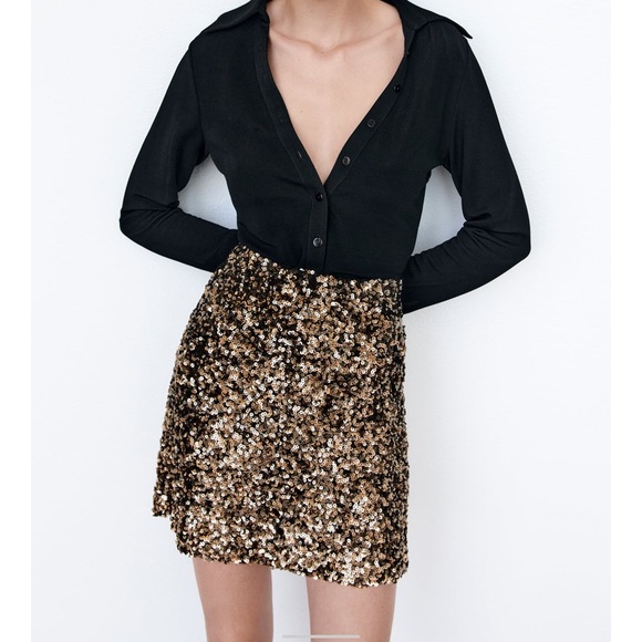 Zara | Skirts | Zara Sequin Mini Skirt 